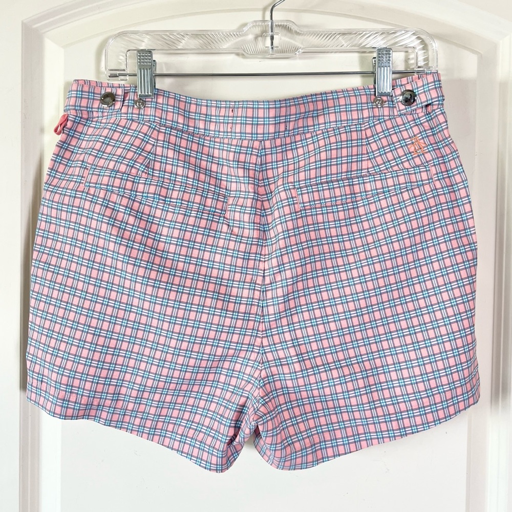 NWT Original Penguin Men's Hybrid Swim Trunks 32 Coral Blue Plaid Board Shorts - Picture 7 of 14